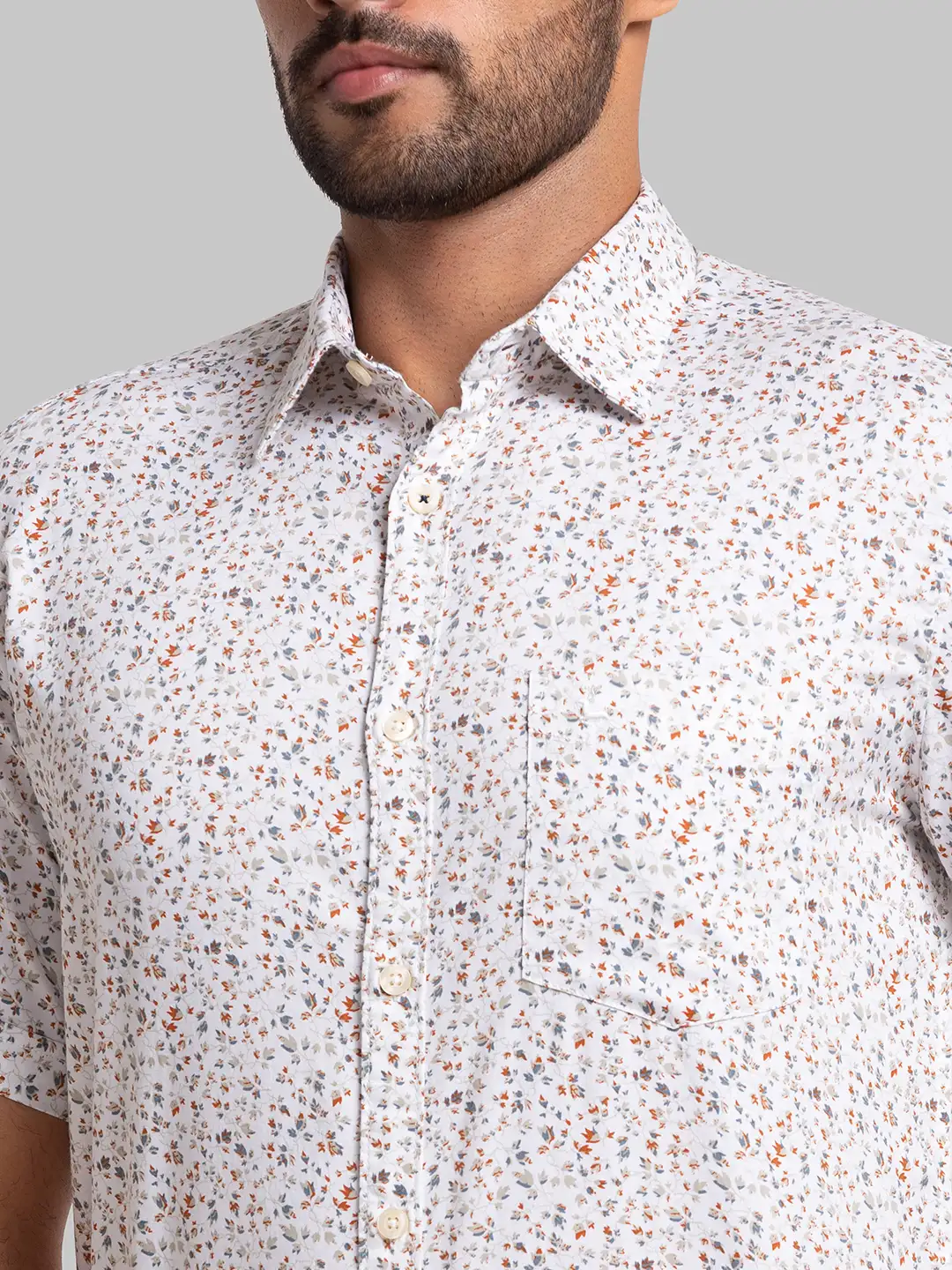 Men Brown Slim Fit Print Cotton Half Sleeve Shirts - Image 6