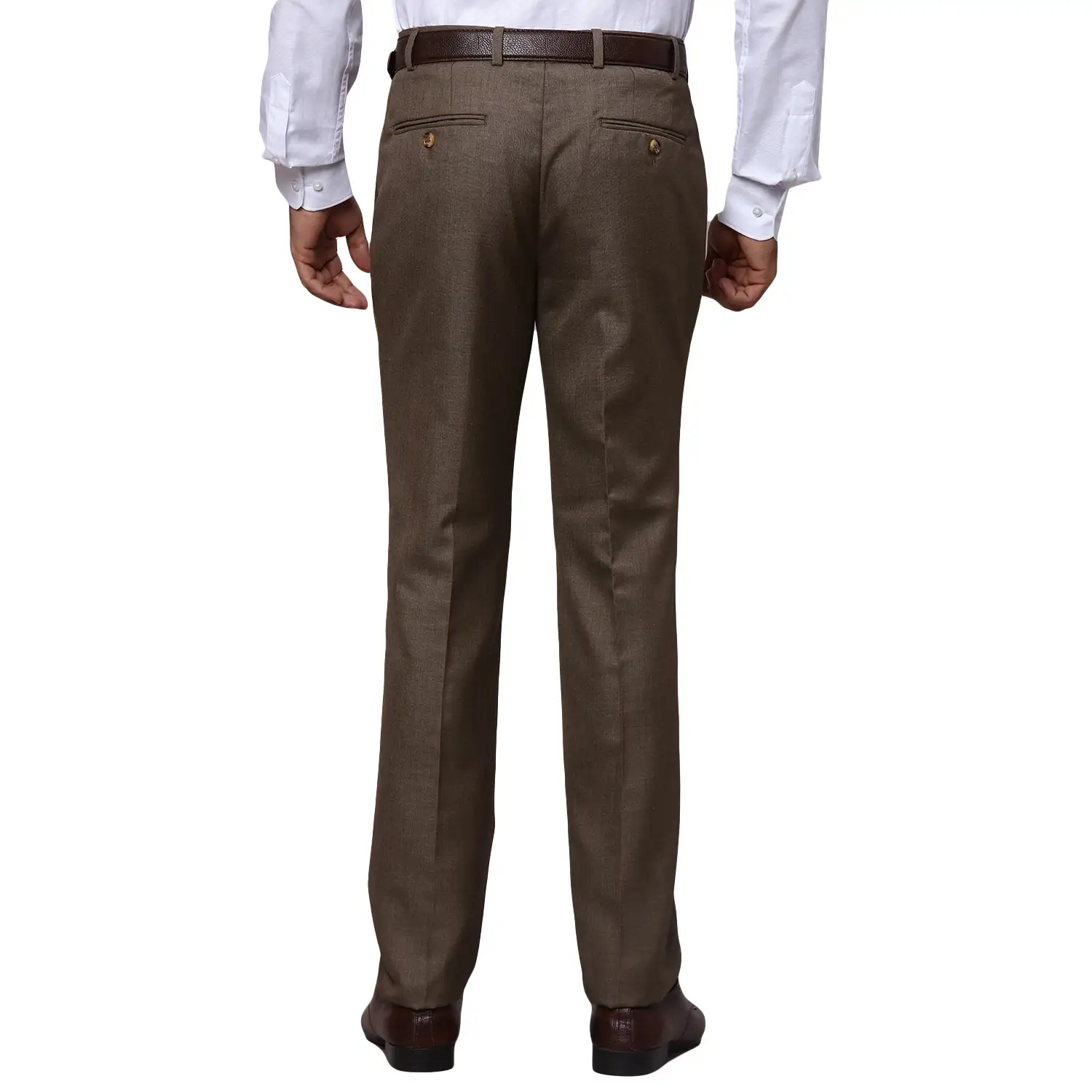 Men Brown Slim Fit Solid Polyester Blend Trouser - Image 4