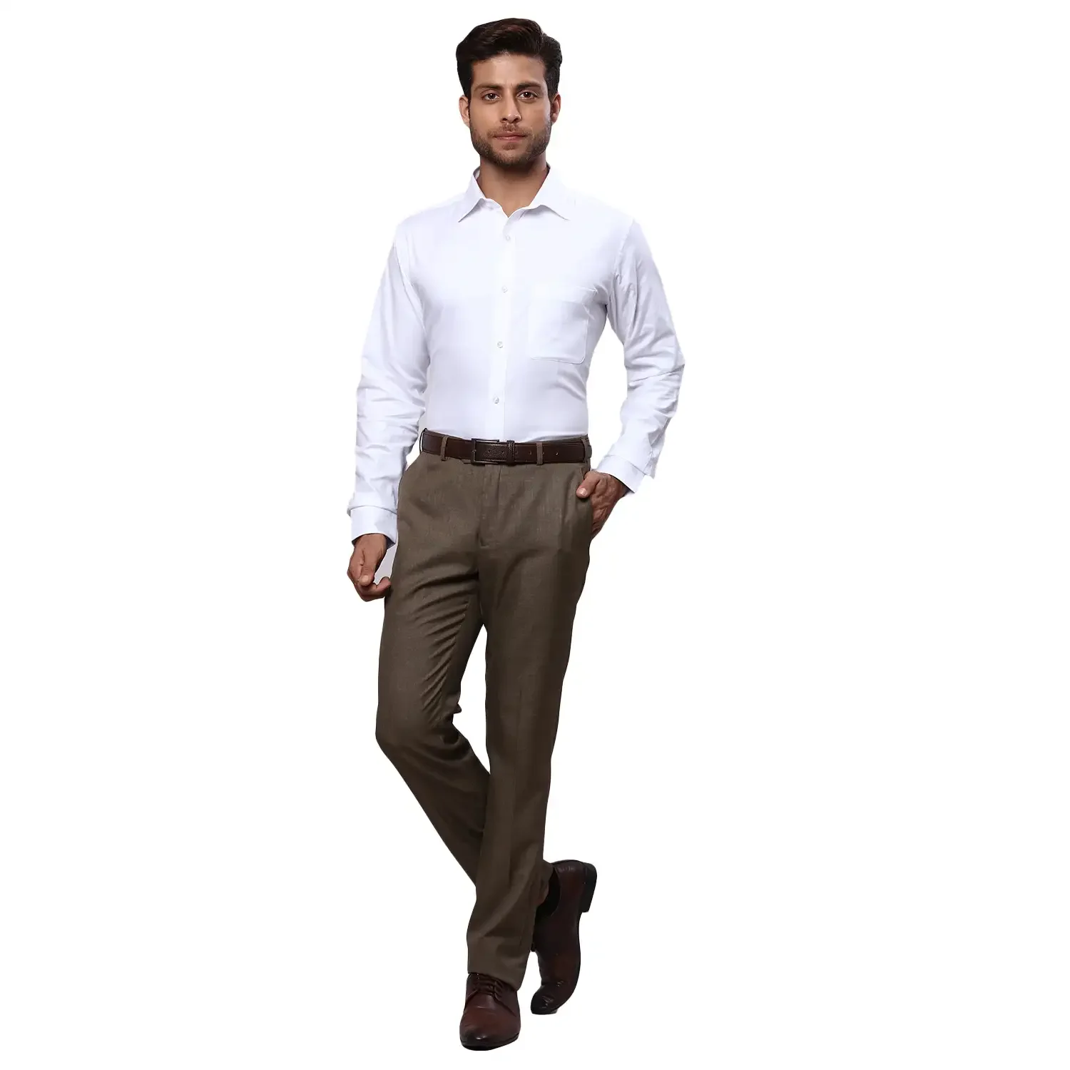 Men Brown Slim Fit Solid Polyester Blend Trouser - Image 5