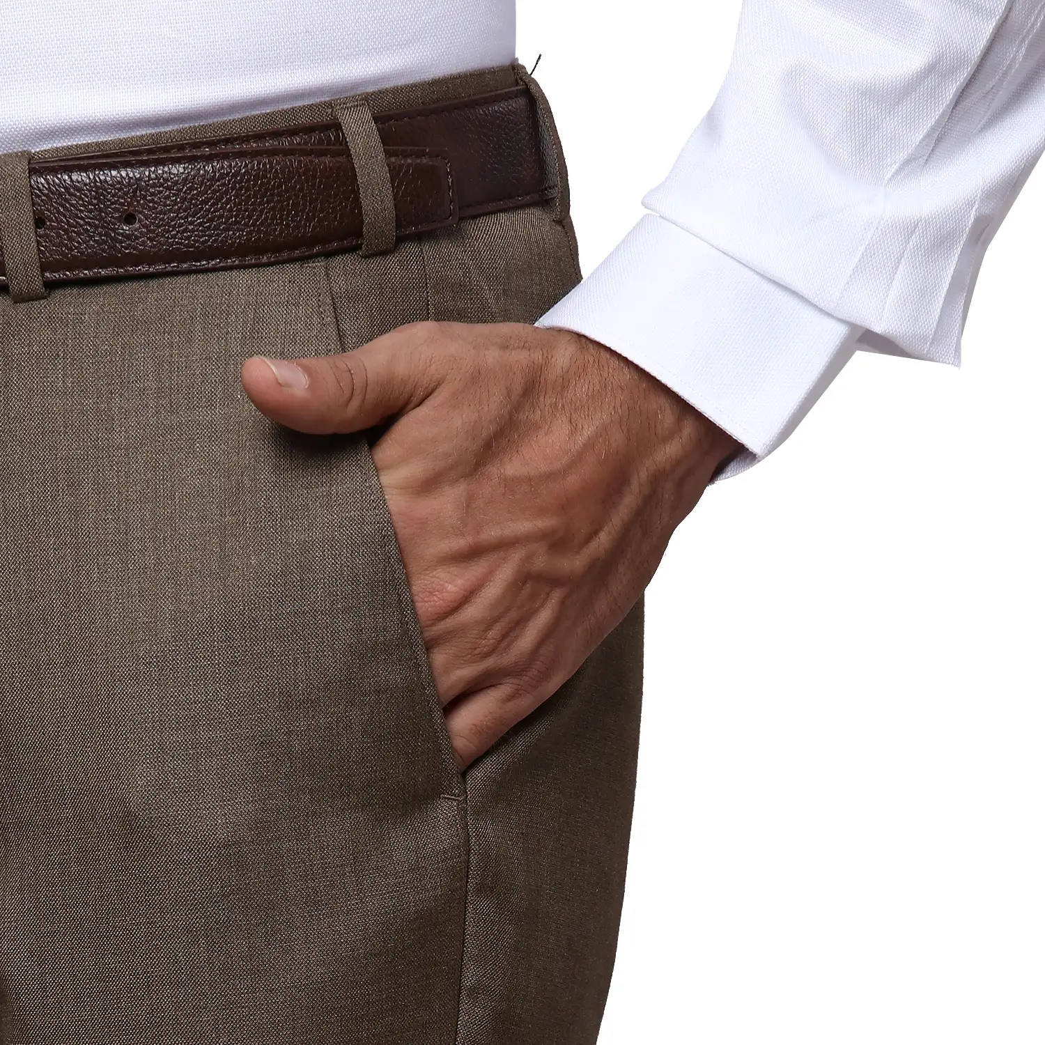 Men Brown Slim Fit Solid Polyester Blend Trouser - Image 6