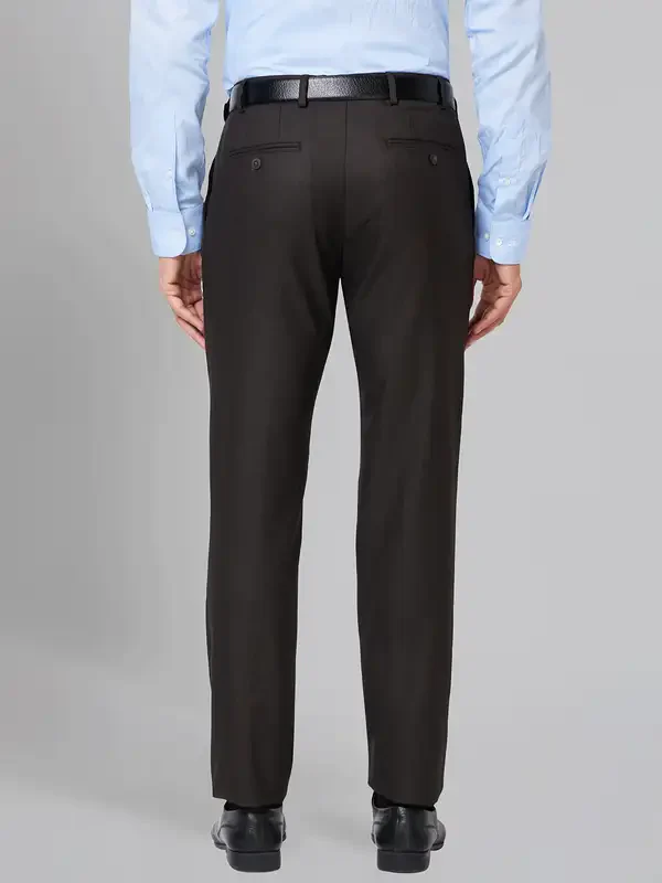 Men Brown Slim Fit Solid Polyester Blend Trouser - Image 5