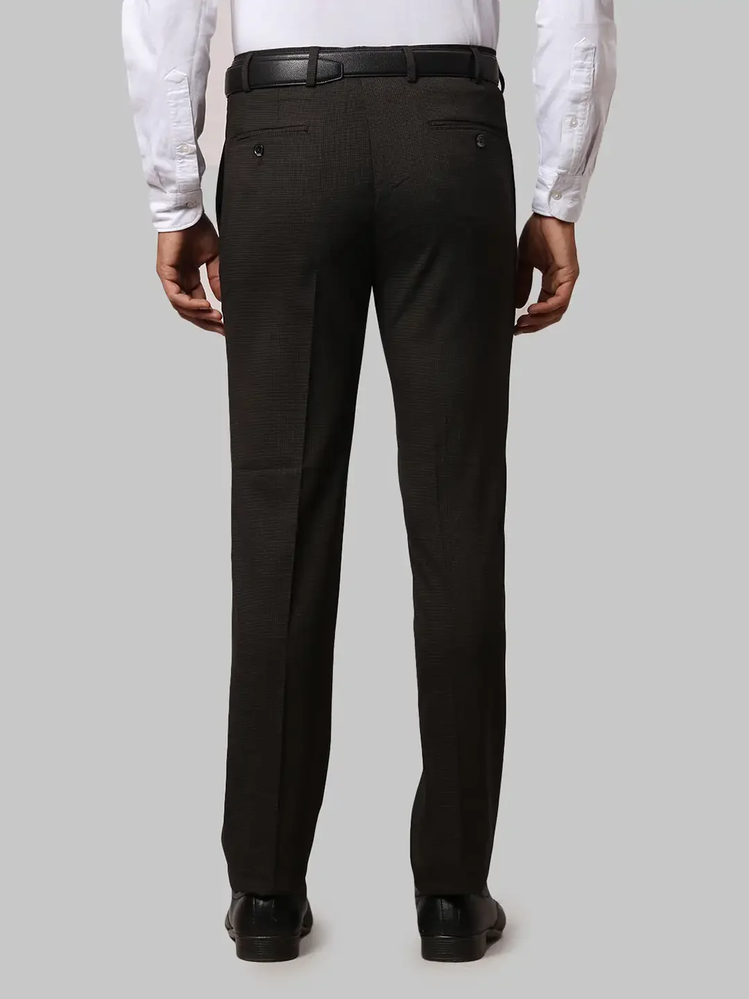 Men Brown Slim Fit Structure Polyester Blend Trouser - Image 4