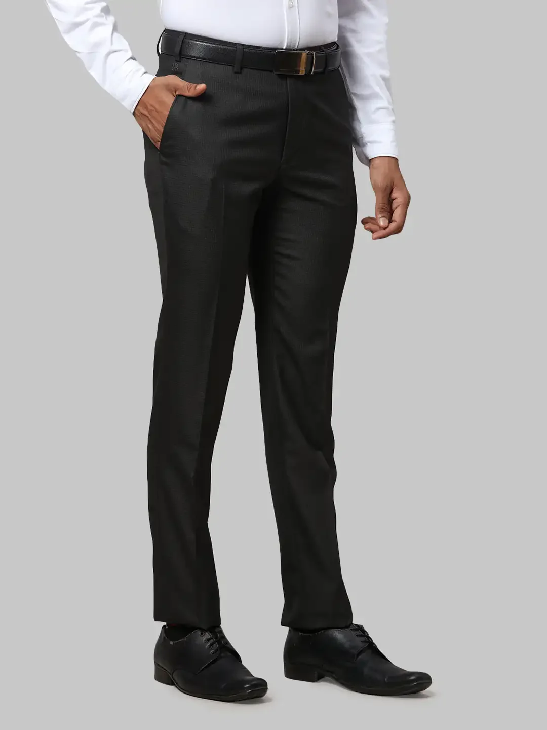 Men Brown Slim Fit Structure Polyester Blend Trouser - Image 2