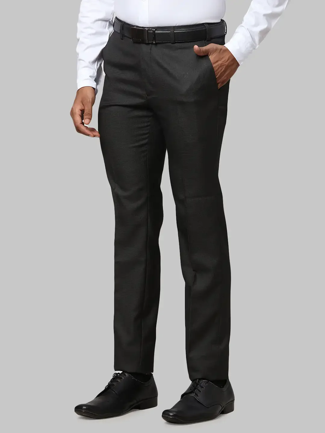 Men Brown Slim Fit Structure Polyester Blend Trouser - Image 3