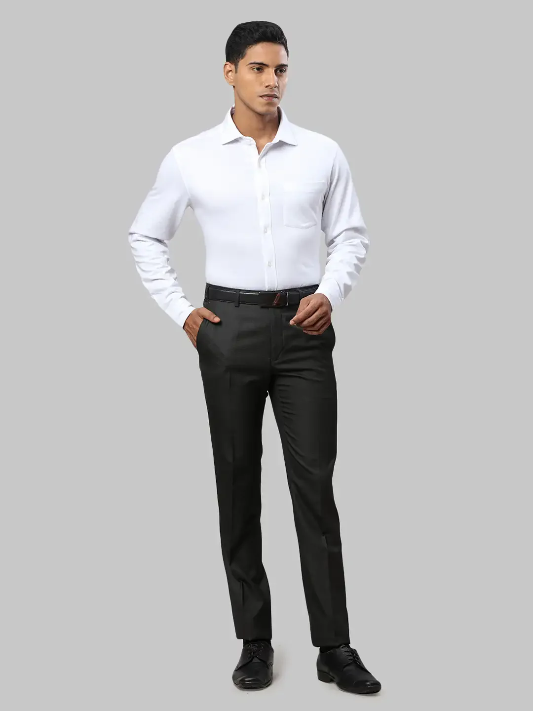 Men Brown Slim Fit Structure Polyester Blend Trouser - Image 5