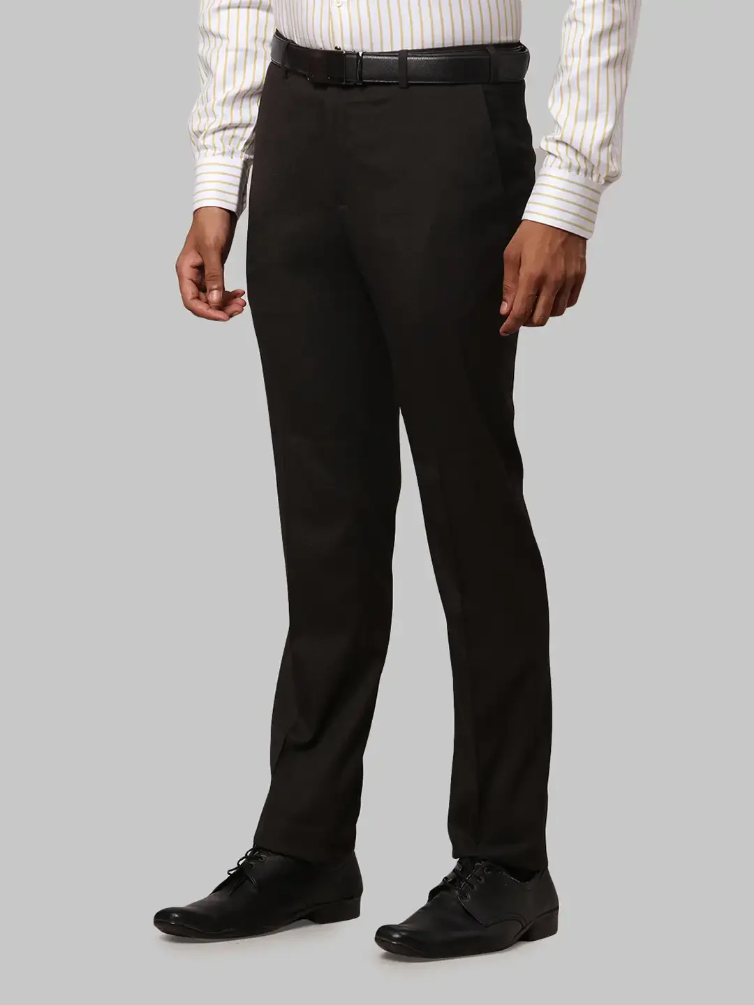 Men Brown Slim Fit Structure Polyester Blend Trouser - Image 3