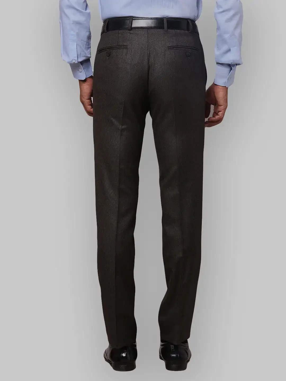 Men Brown Slim Fit Structure Polyester Blend Trouser - Image 4