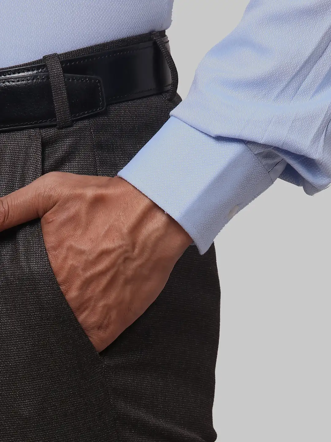 Men Brown Slim Fit Structure Polyester Blend Trouser - Image 6
