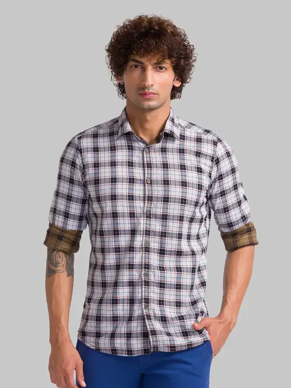 Men Brown Slim Fit Yarn Dyed Cotton Shirts - Image 4