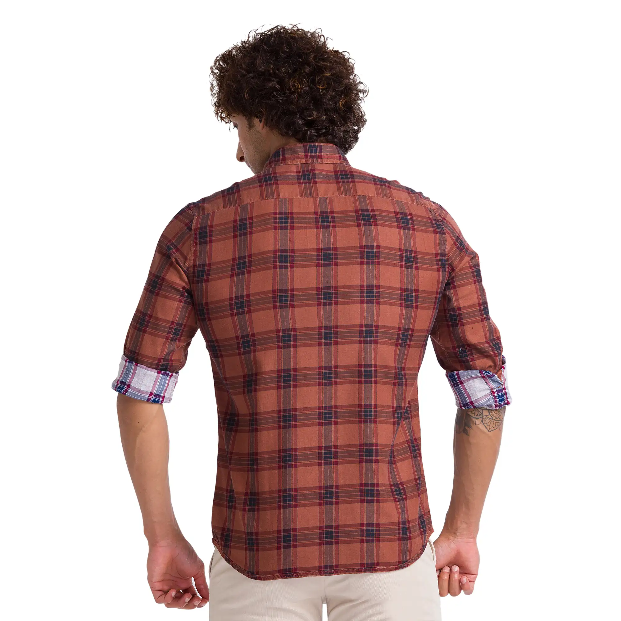 Men Brown Slim Fit Yarn Dyed Cotton Shirts - Image 4