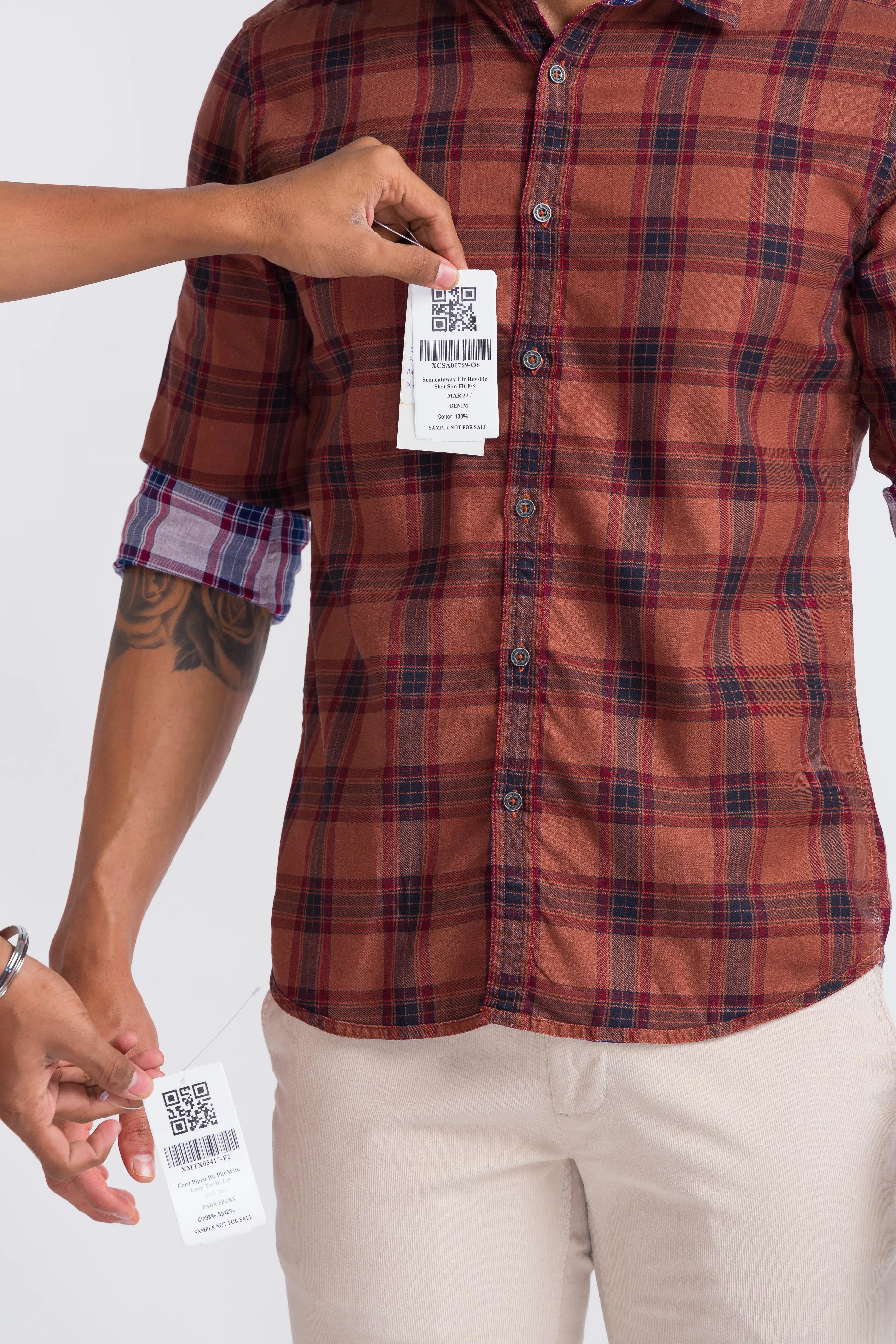 Men Brown Slim Fit Yarn Dyed Cotton Shirts - Image 6