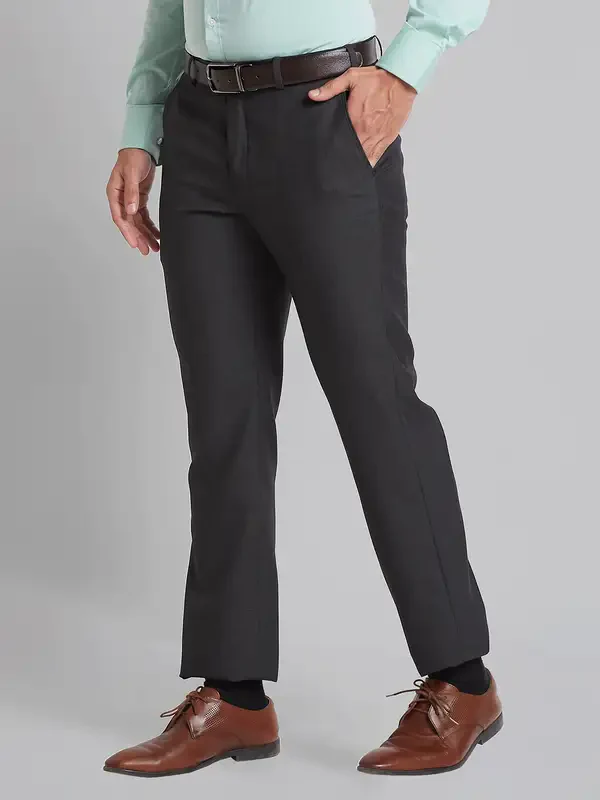 Men Brown Smart Fit Checks Polyester Blend Trouser - Image 3