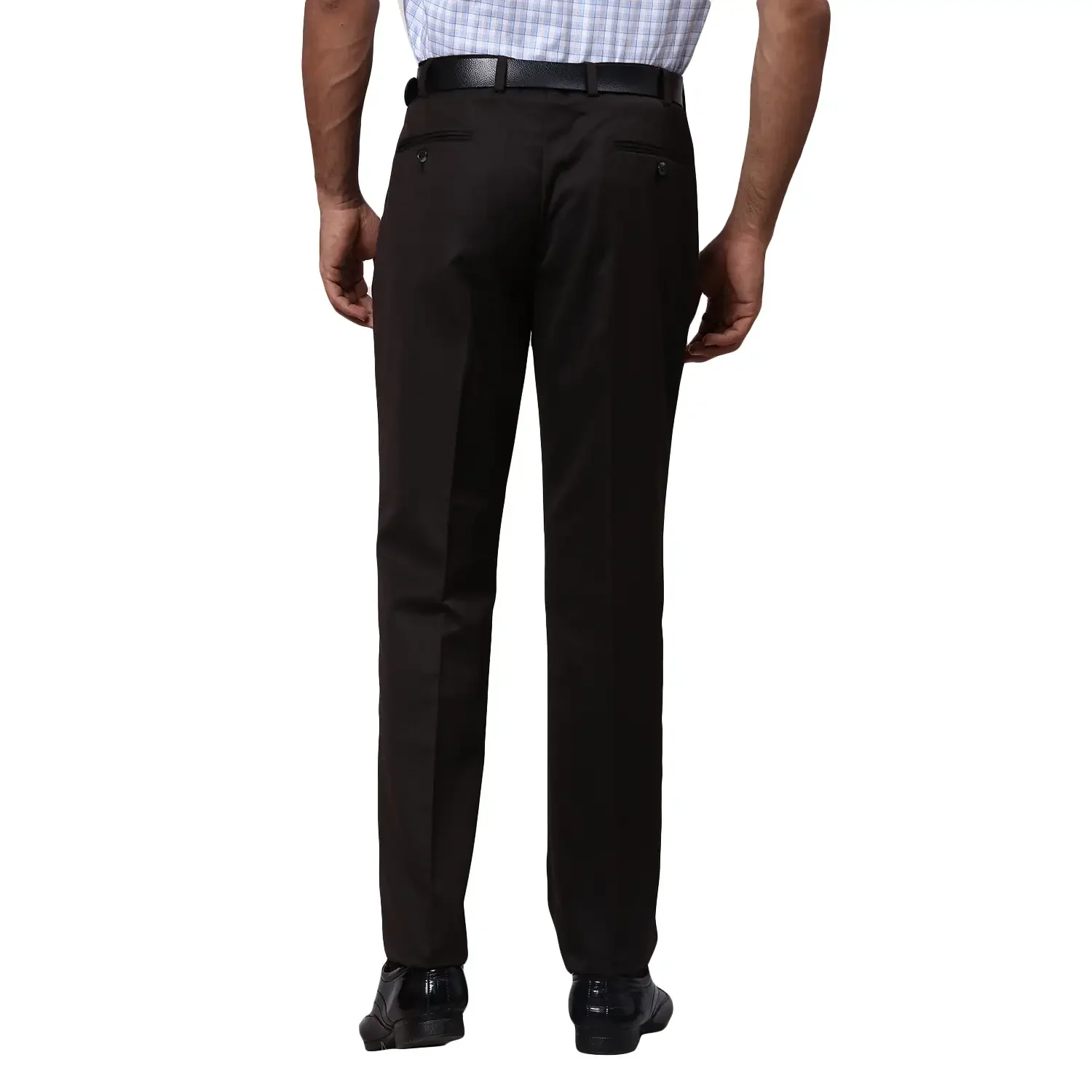 Men Brown Smart Fit Plain Polyester Blend Trouser - Image 5