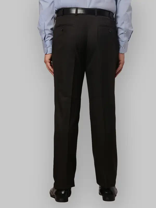 Men Brown Smart Fit Solid Polyester Blend Trouser - Image 5