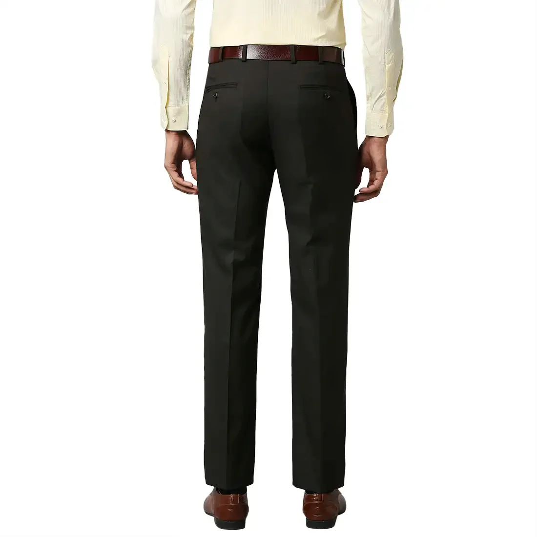 Men Brown Smart Fit Solid Polyester Blend Trouser - Image 4