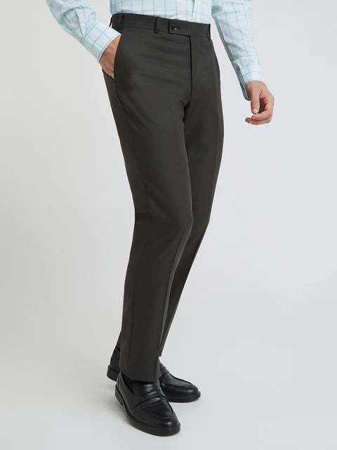 Men Brown Smart Fit Solid Polyester Blend Trouser - Image 2