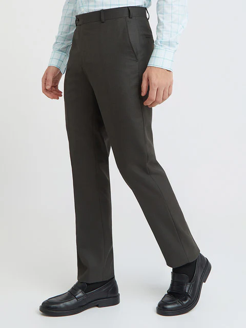 Men Brown Smart Fit Solid Polyester Blend Trouser - Image 3