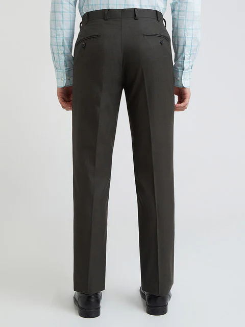 Men Brown Smart Fit Solid Polyester Blend Trouser - Image 4