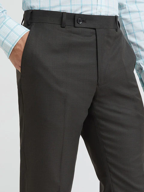 Men Brown Smart Fit Solid Polyester Blend Trouser - Image 6