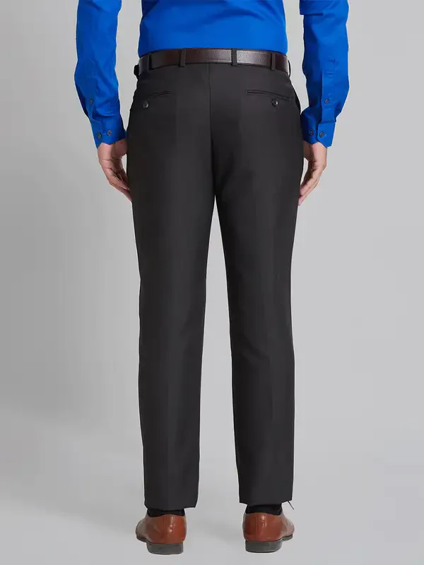 Men Brown Smart Fit Structure Polyester Blend Trouser - Image 4