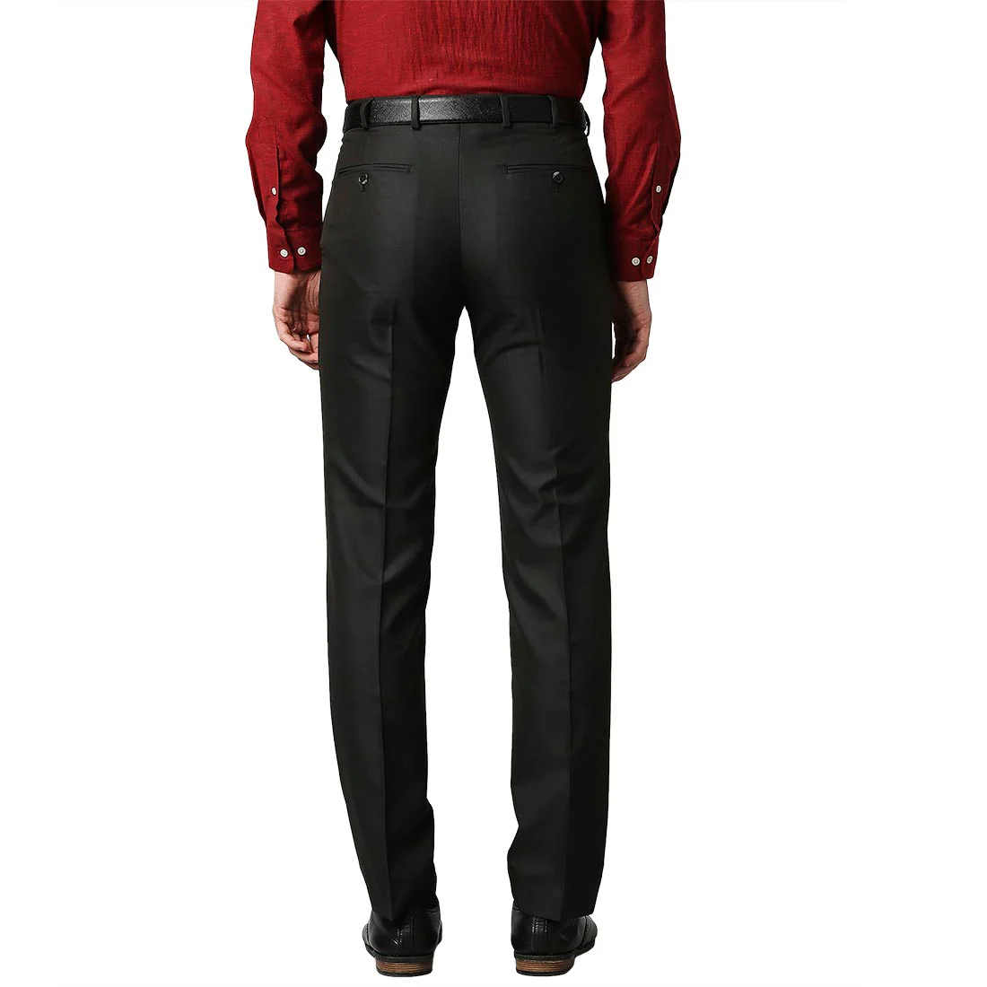 Men Brown Smart Fit Structure Polyester Blend Trouser - Image 4