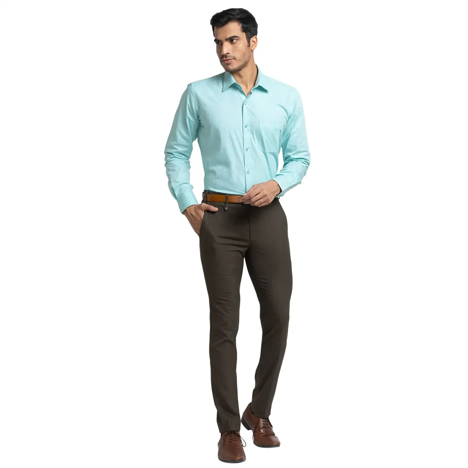 Men Brown Super Slim Fit Houndstooth Polyester Blend Trouser - Image 5