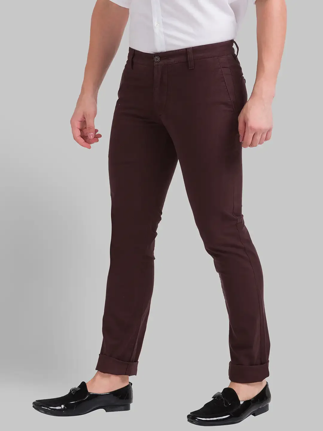 Men Brown Super Slim Fit Print Cotton Blend Trouser - Image 3