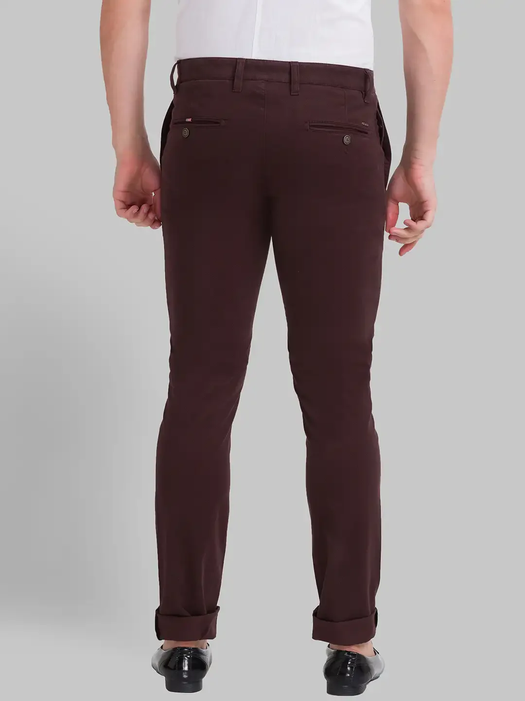 Men Brown Super Slim Fit Print Cotton Blend Trouser - Image 4