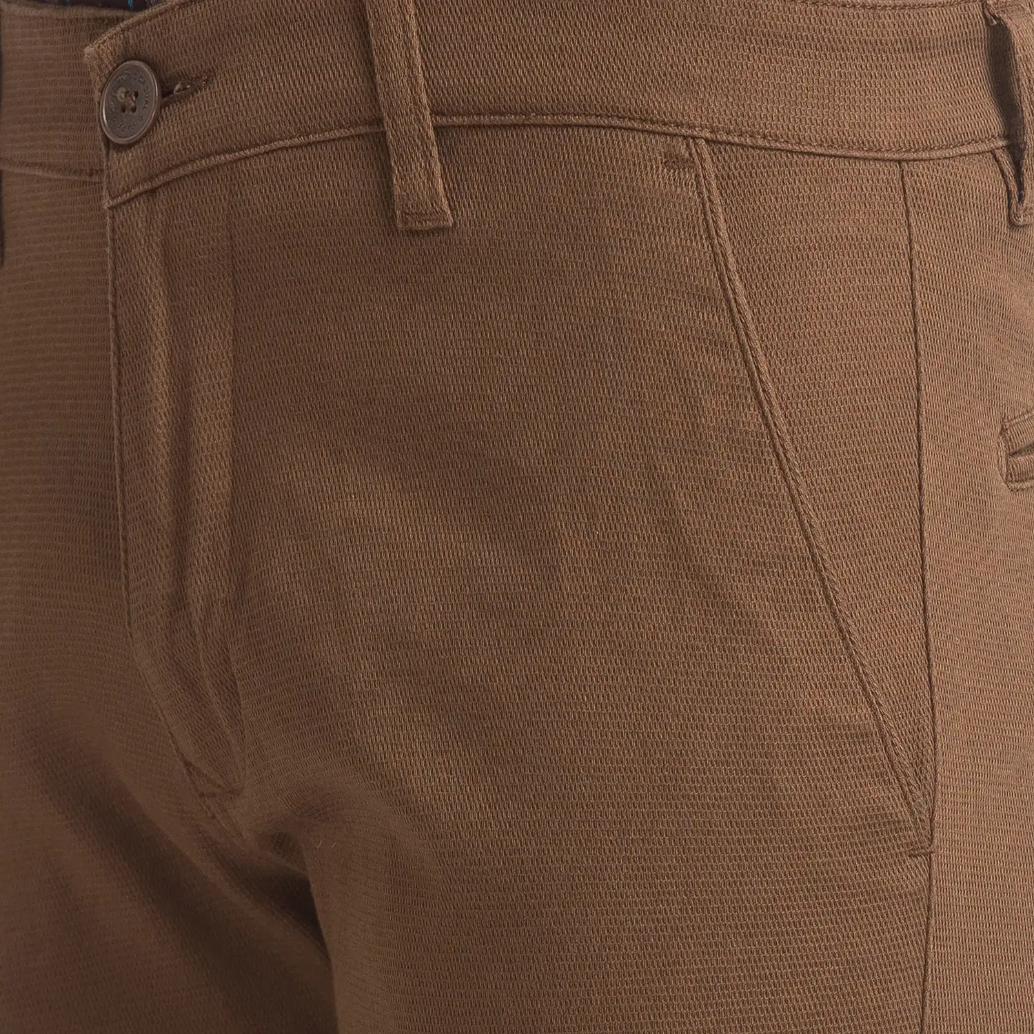 Men Brown Super Slim Fit Solid Cotton Blend Trouser - Image 6