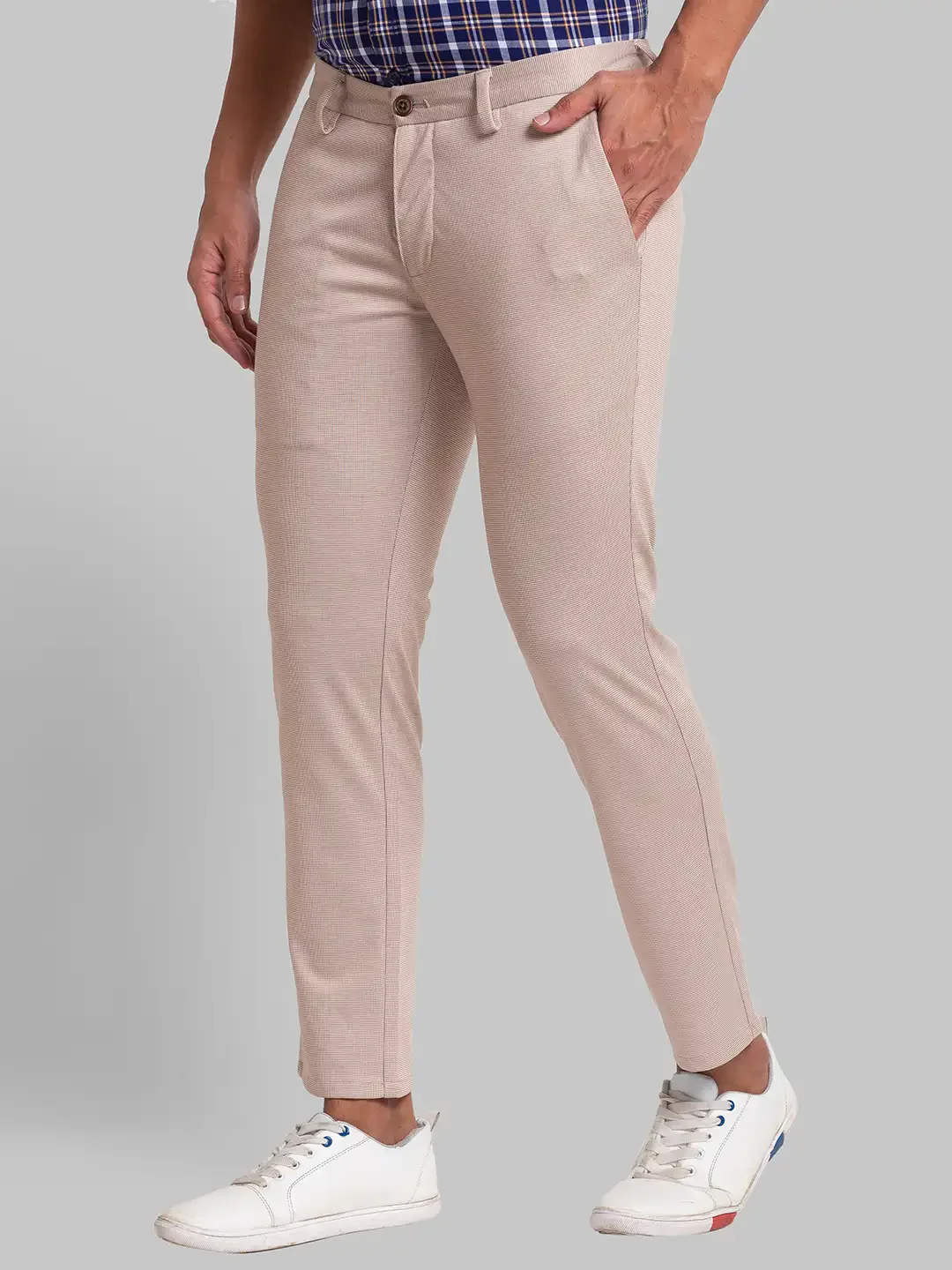 Men Brown Super Slim Fit Solid Terylene Blend Trouser - Image 2