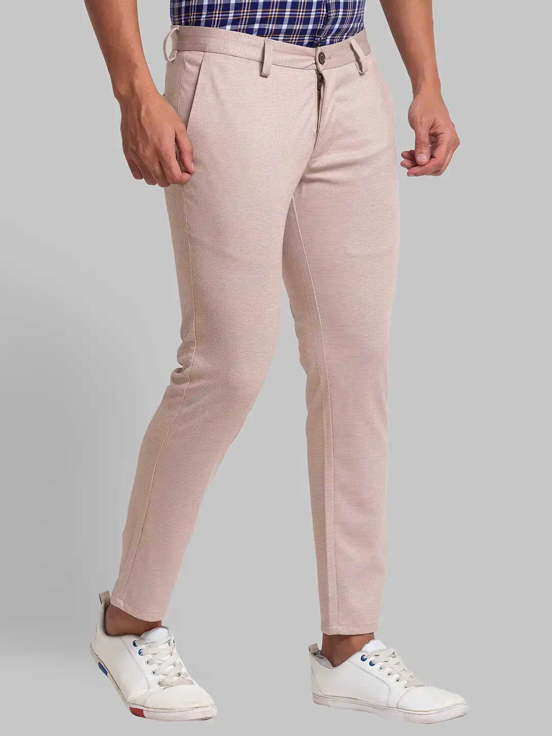 Men Brown Super Slim Fit Solid Terylene Blend Trouser - Image 3
