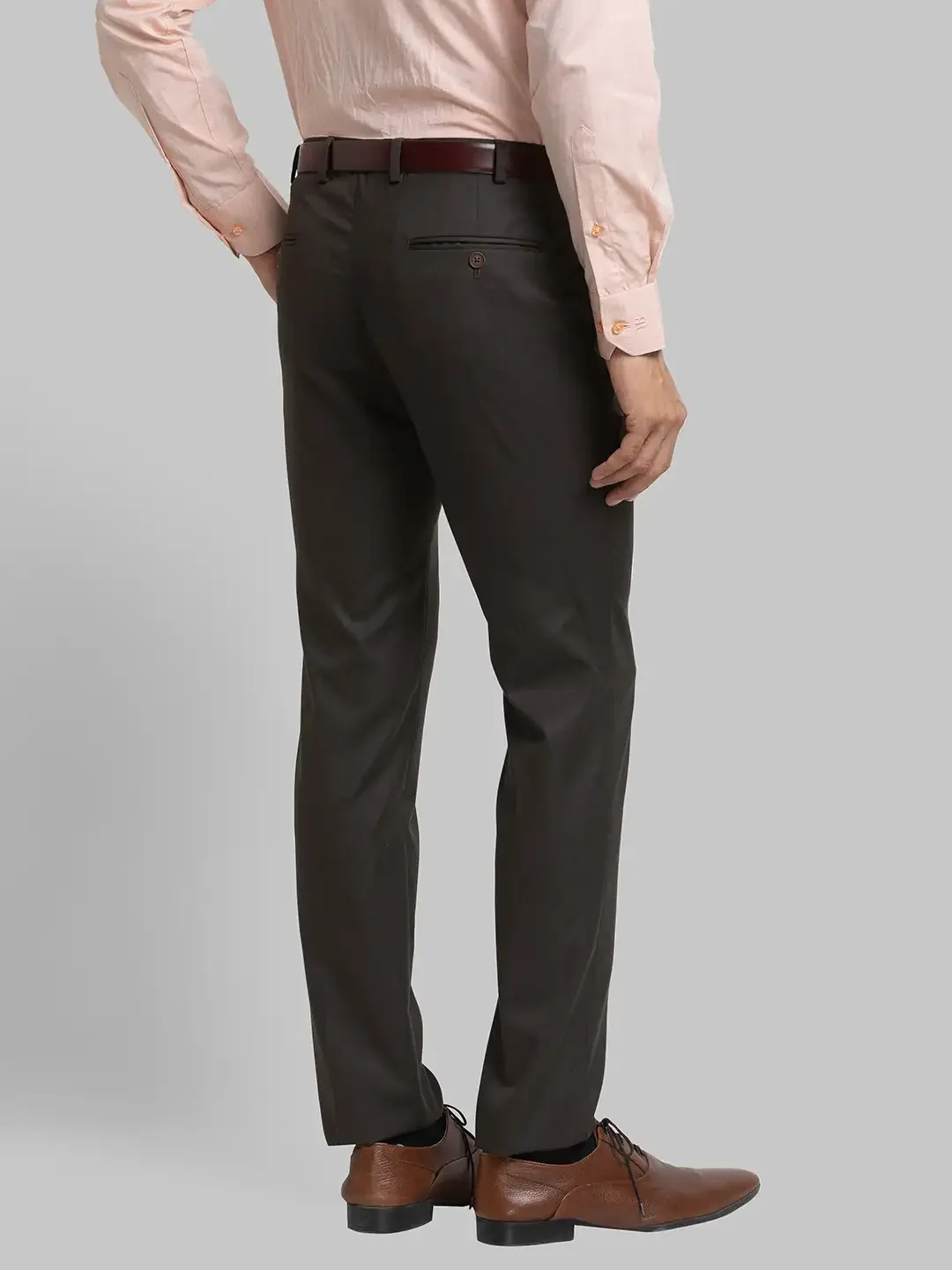 Men Brown Super Slim Fit Structure Polyester Blend Trouser - Image 5