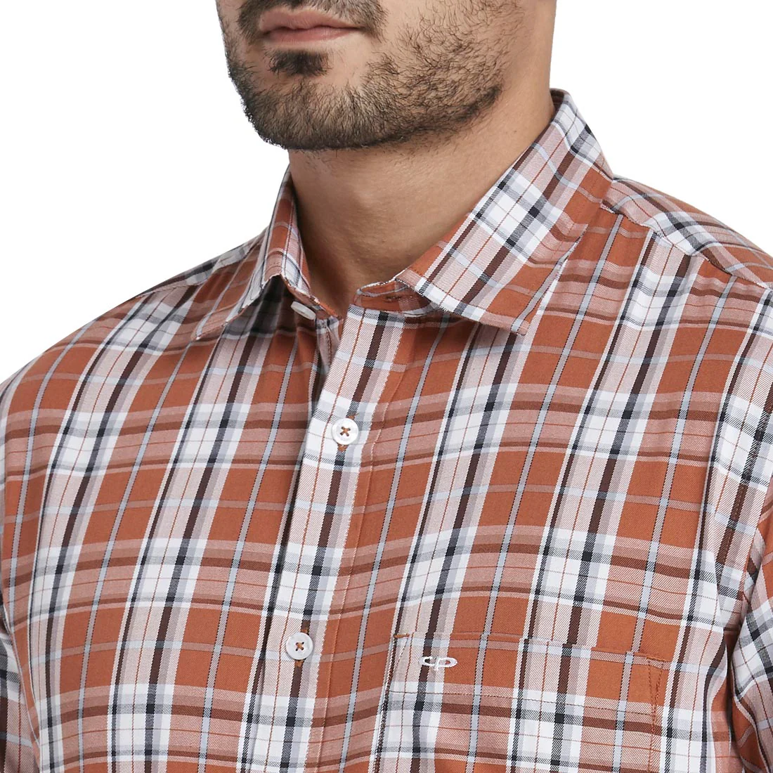Men Brown Tailored Fit Checks Cotton Full Sleeve Shirts - Image 6