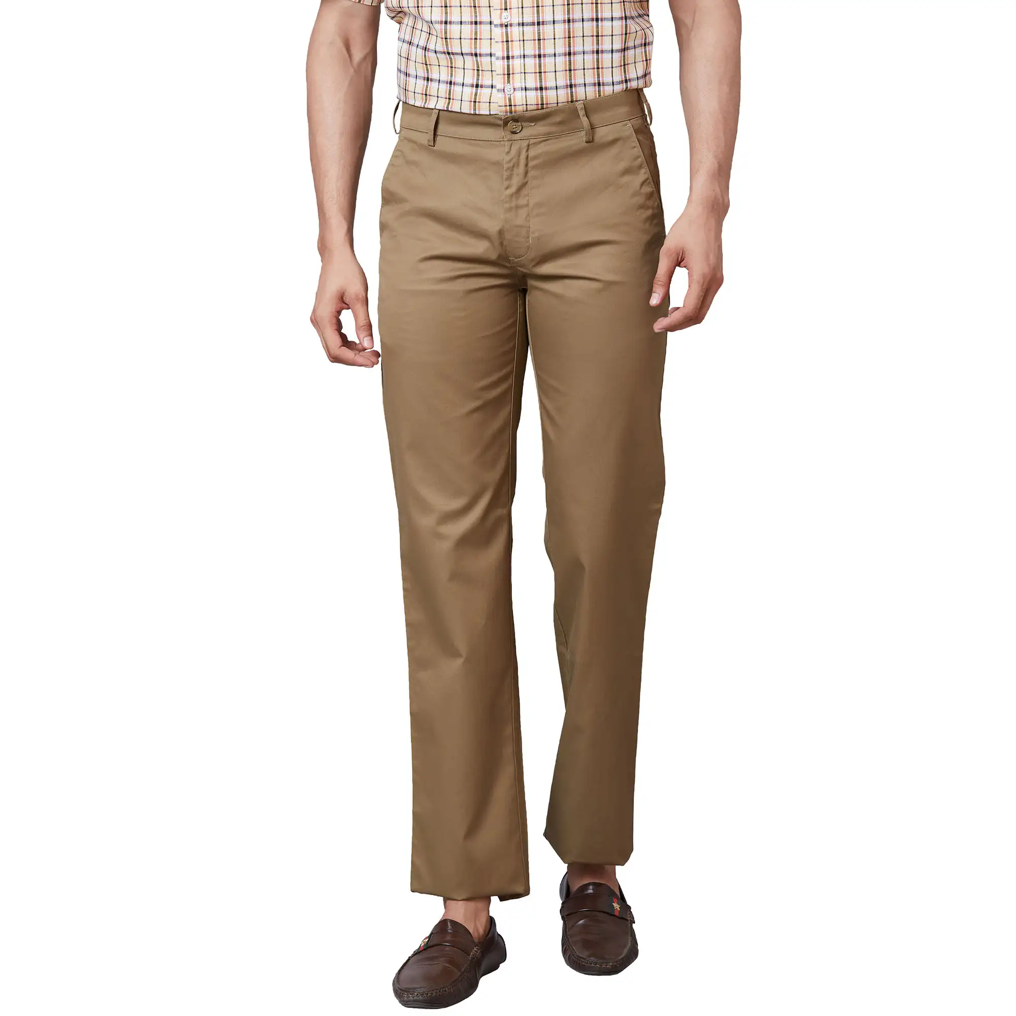 Colorplus Men Brown Tailored Fit Cotton Trouser