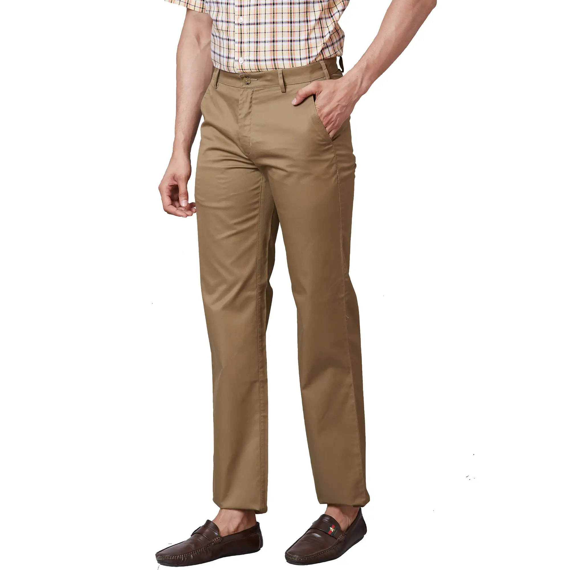 Colorplus Men Brown Tailored Fit Cotton Trouser - Image 3