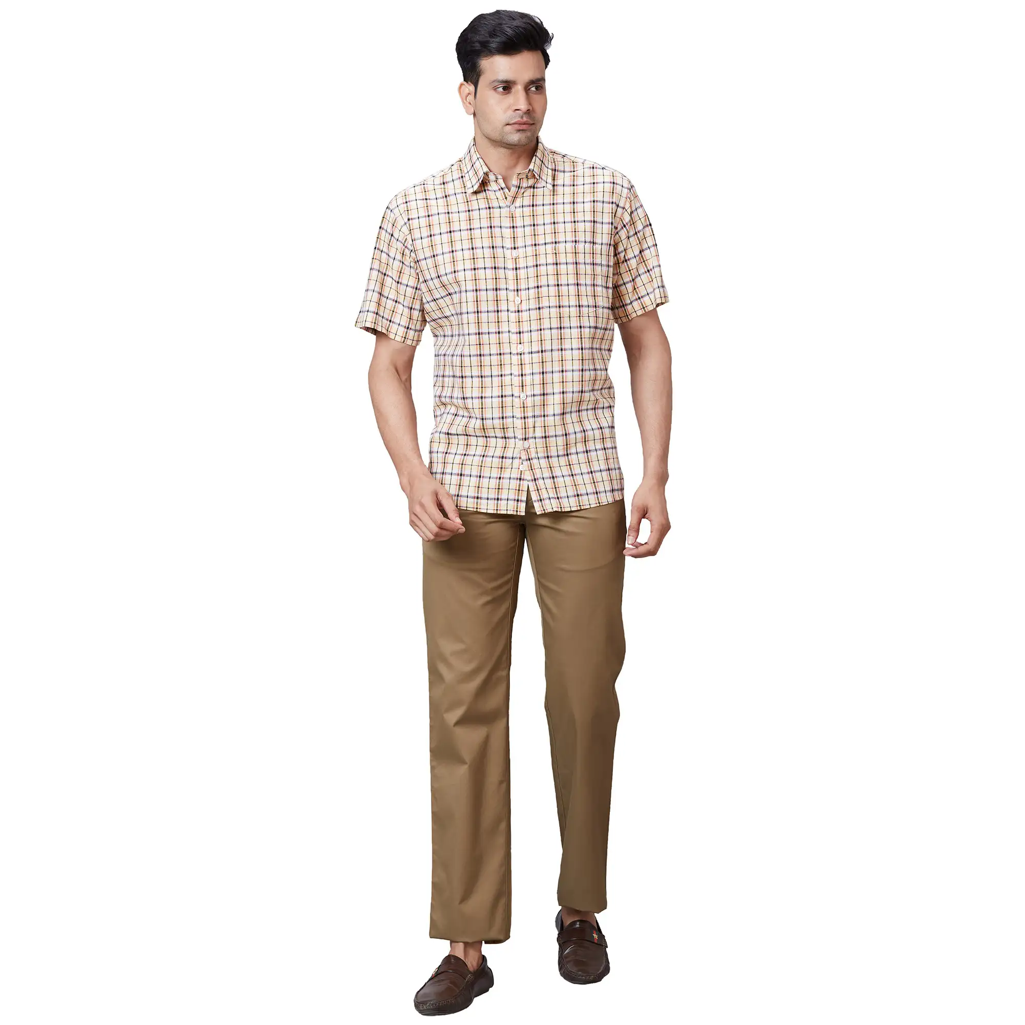 Colorplus Men Brown Tailored Fit Cotton Trouser - Image 5