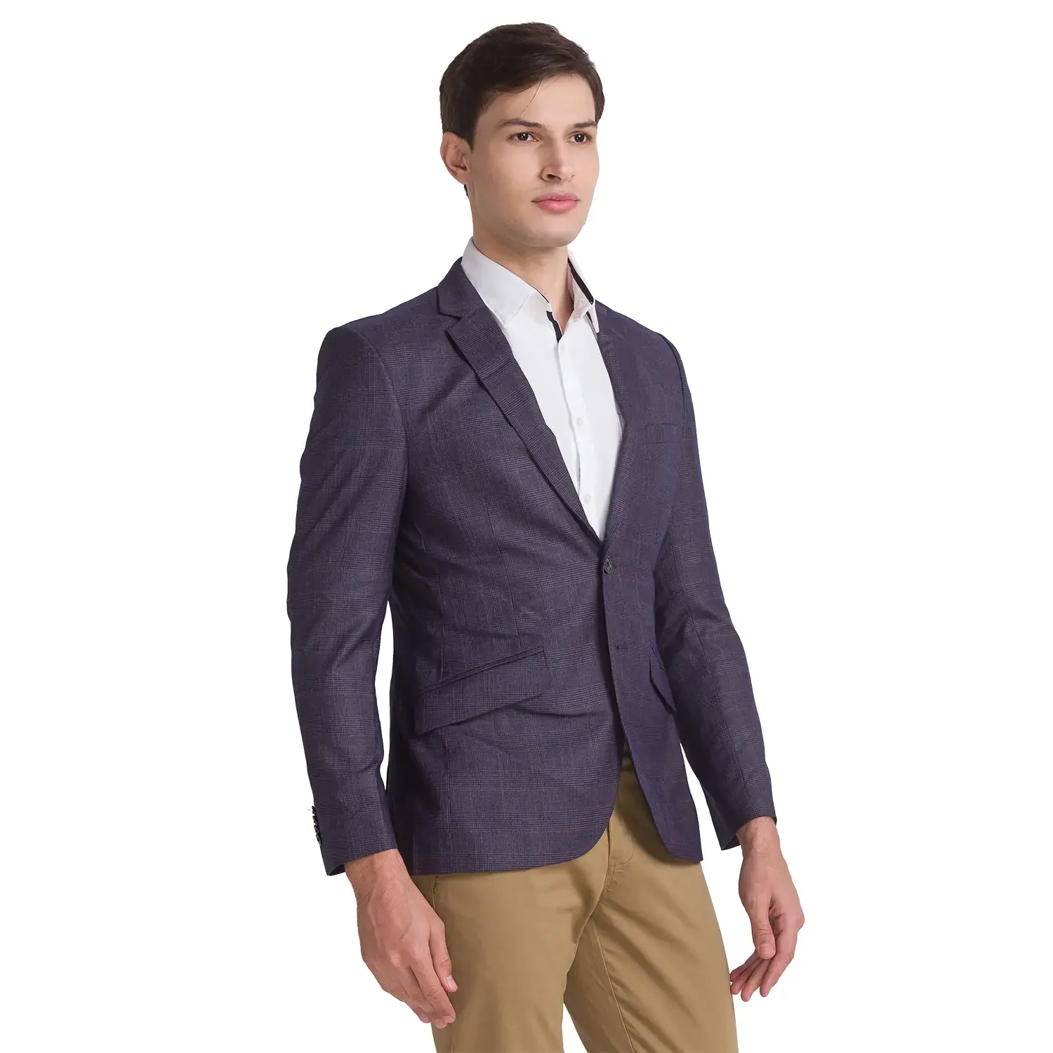 Men Brown Urban Fit Yarn Dyed Rayon Blend Jackets - Image 2
