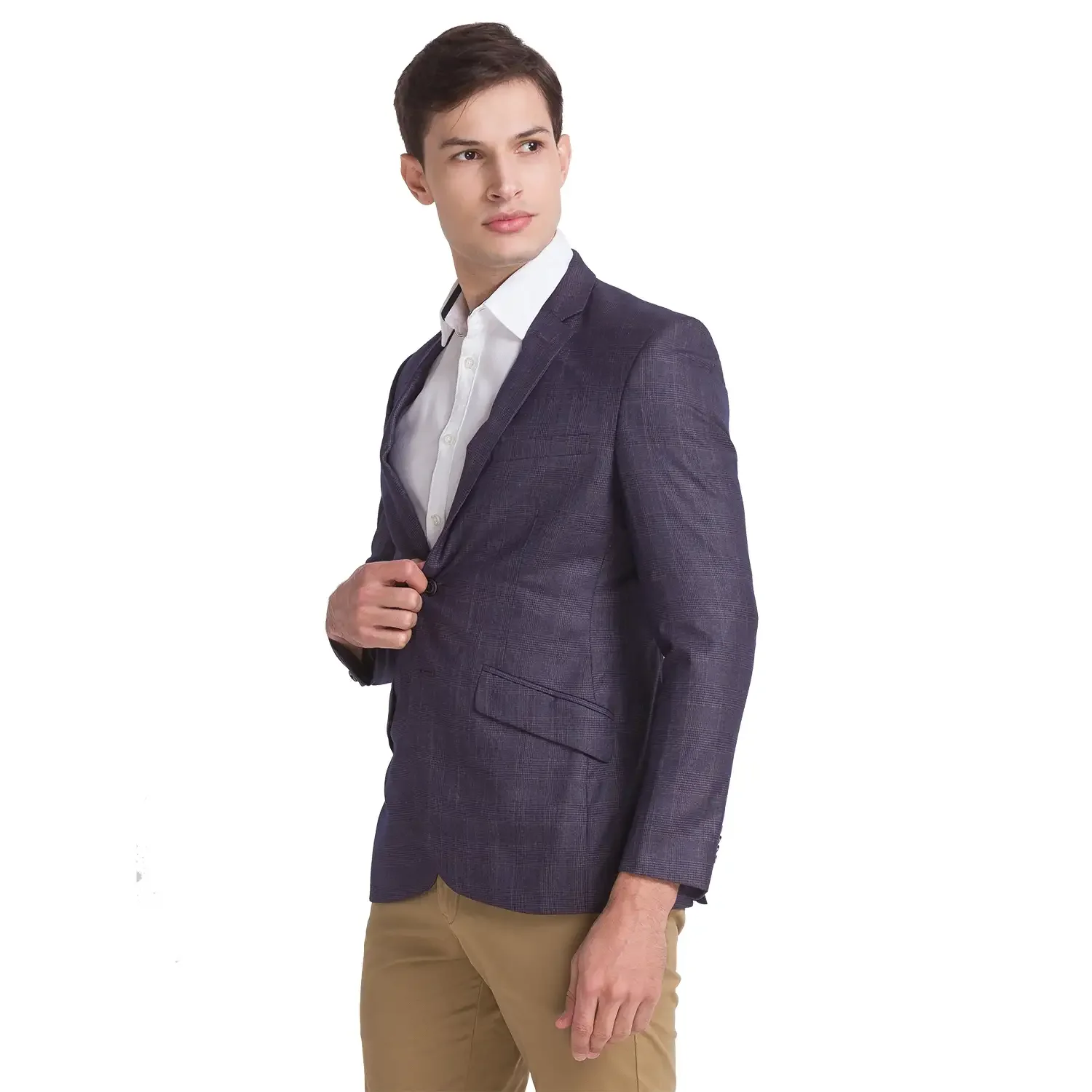 Men Brown Urban Fit Yarn Dyed Rayon Blend Jackets - Image 3