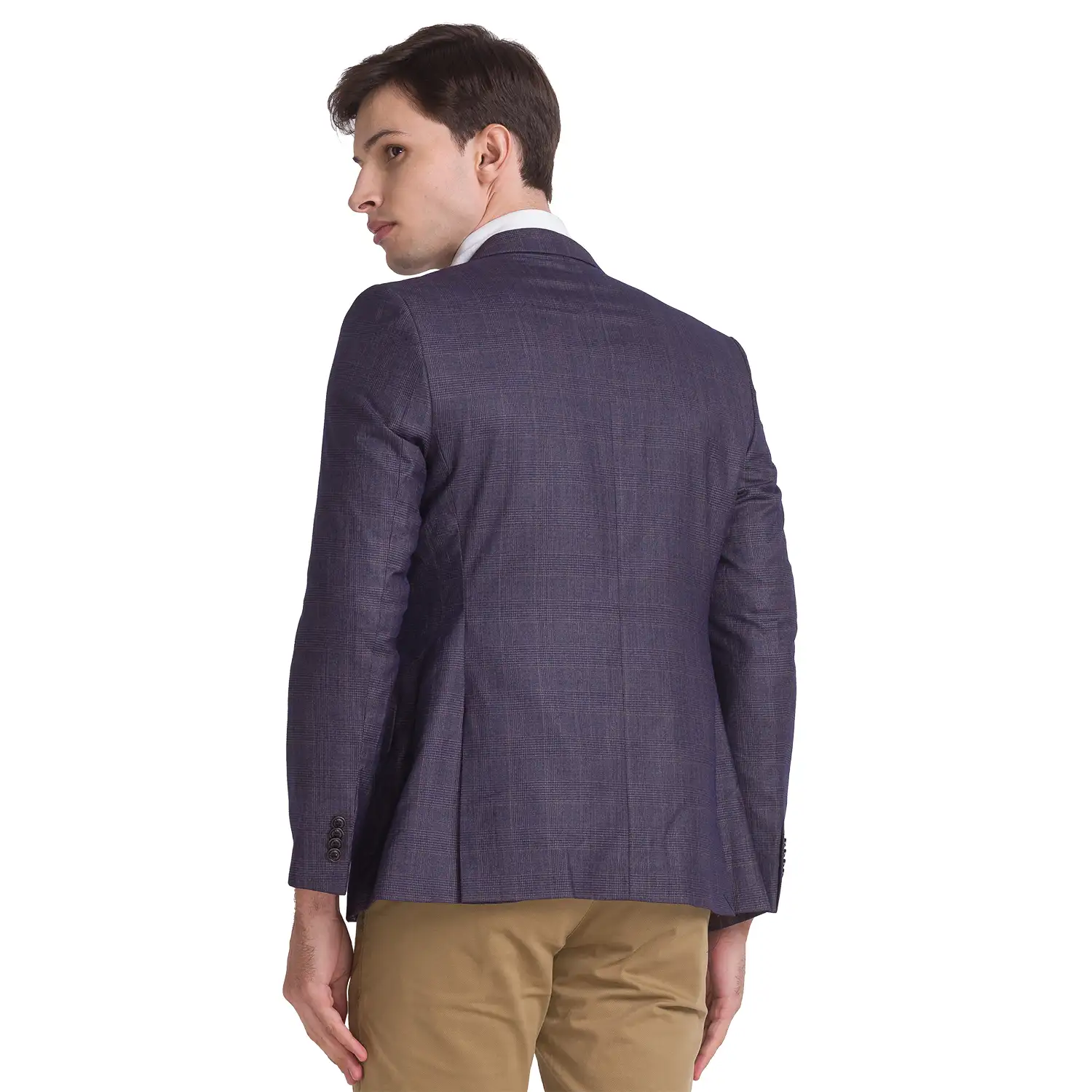 Men Brown Urban Fit Yarn Dyed Rayon Blend Jackets - Image 4
