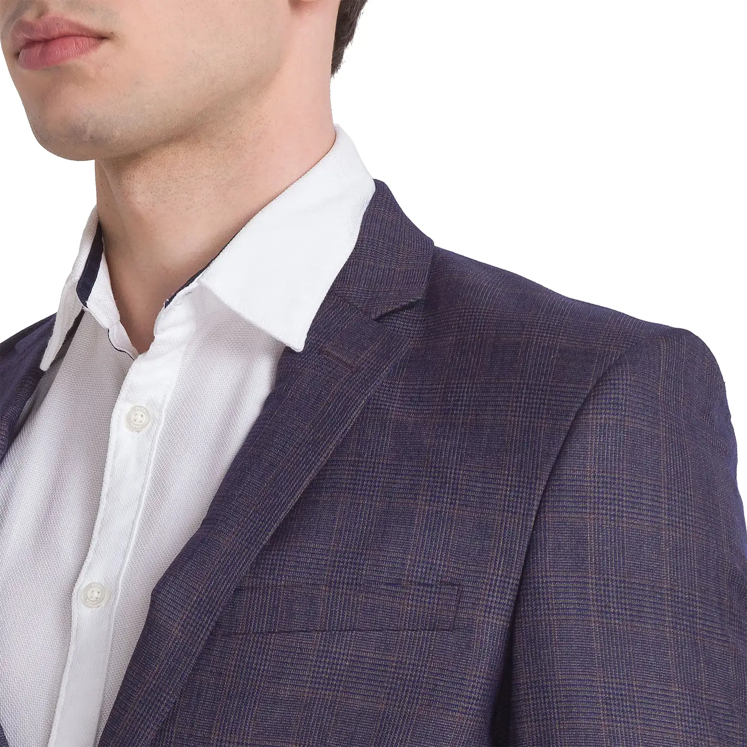Men Brown Urban Fit Yarn Dyed Rayon Blend Jackets - Image 6