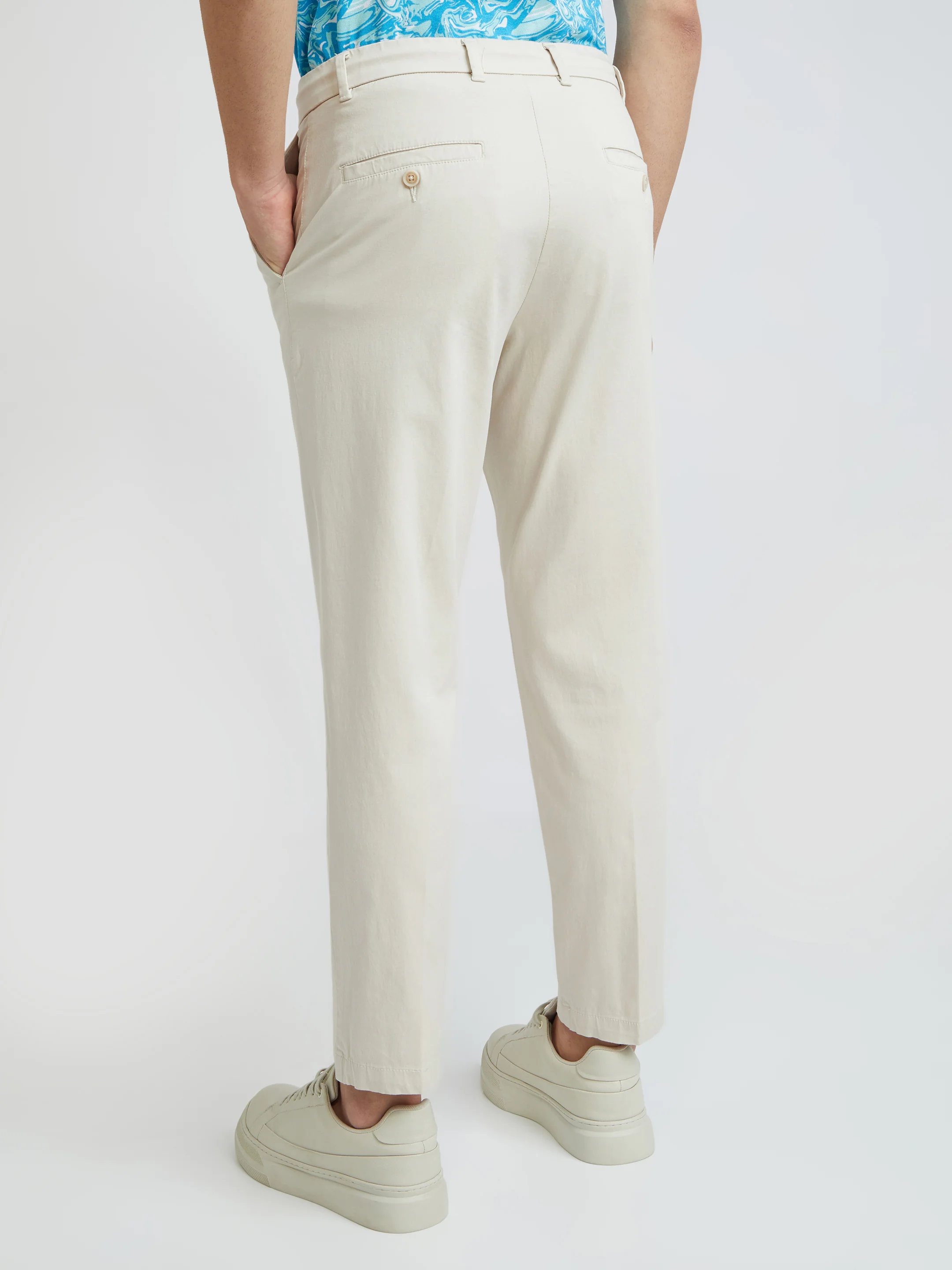 Men Fawn Carrot Fit Solid Cotton Blend Trouser - Image 4