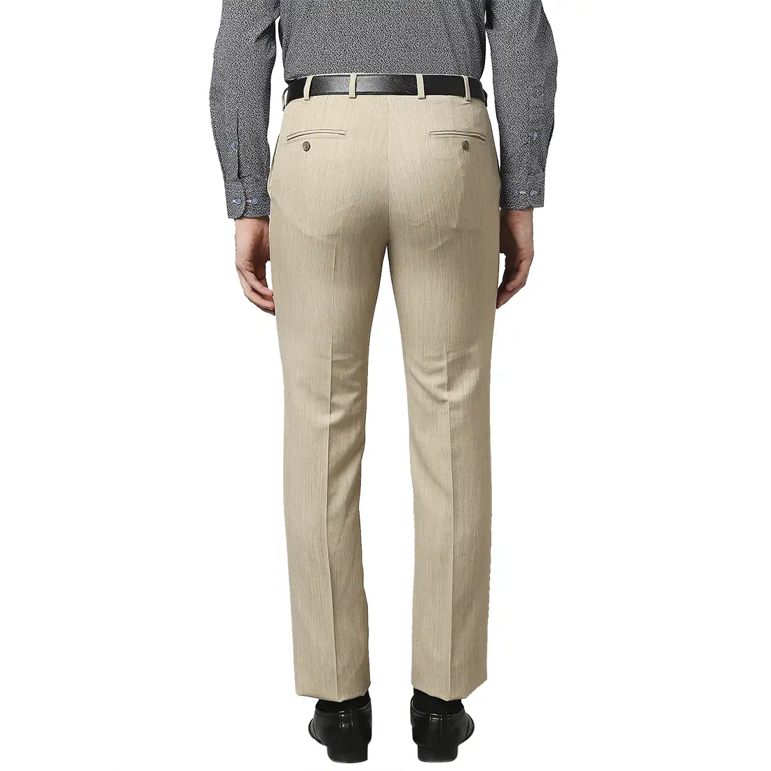 Men Fawn Contemporary Fit Solid Polyester Blend Trouser - Image 4