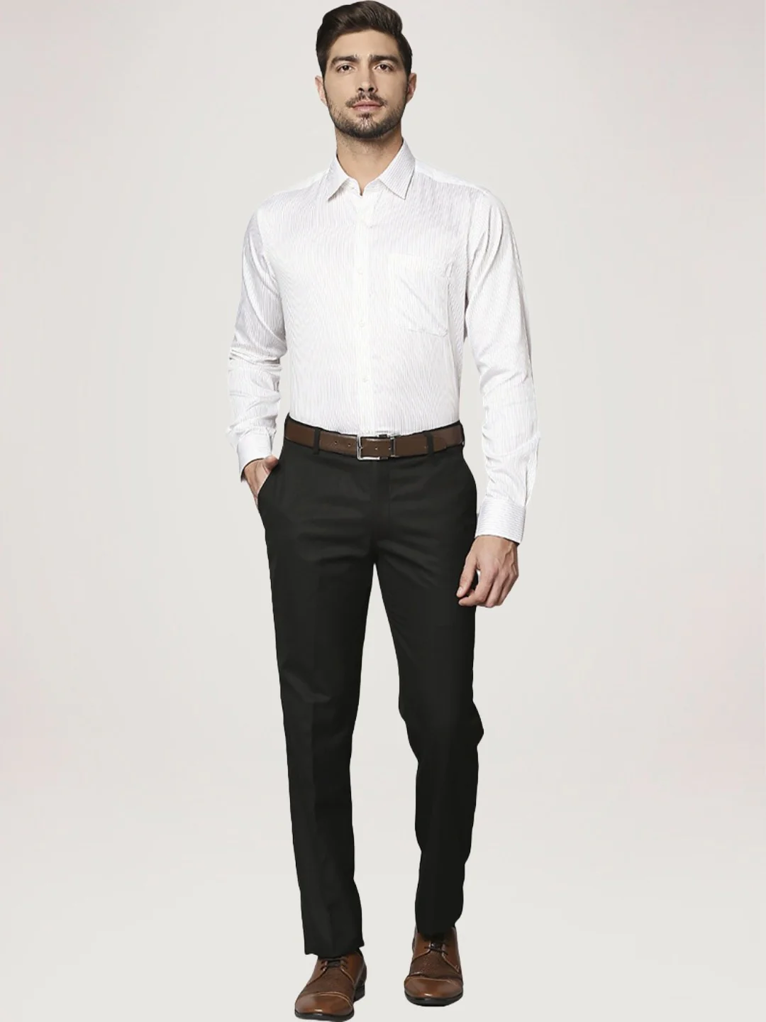 Men Fawn Contemporary Fit Stripe Cotton Full Sleeve Shirts - Image 2