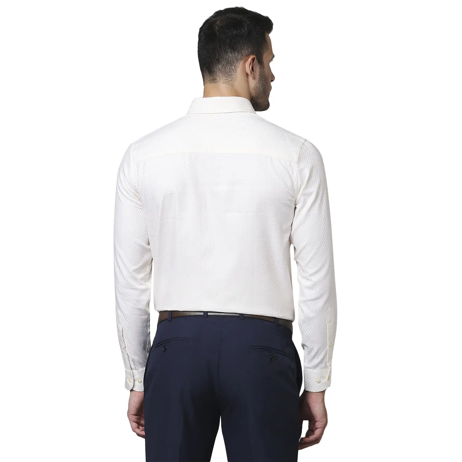 Men Fawn Contemporary Fit Structure Cotton Cut Collar Shirts - Image 4