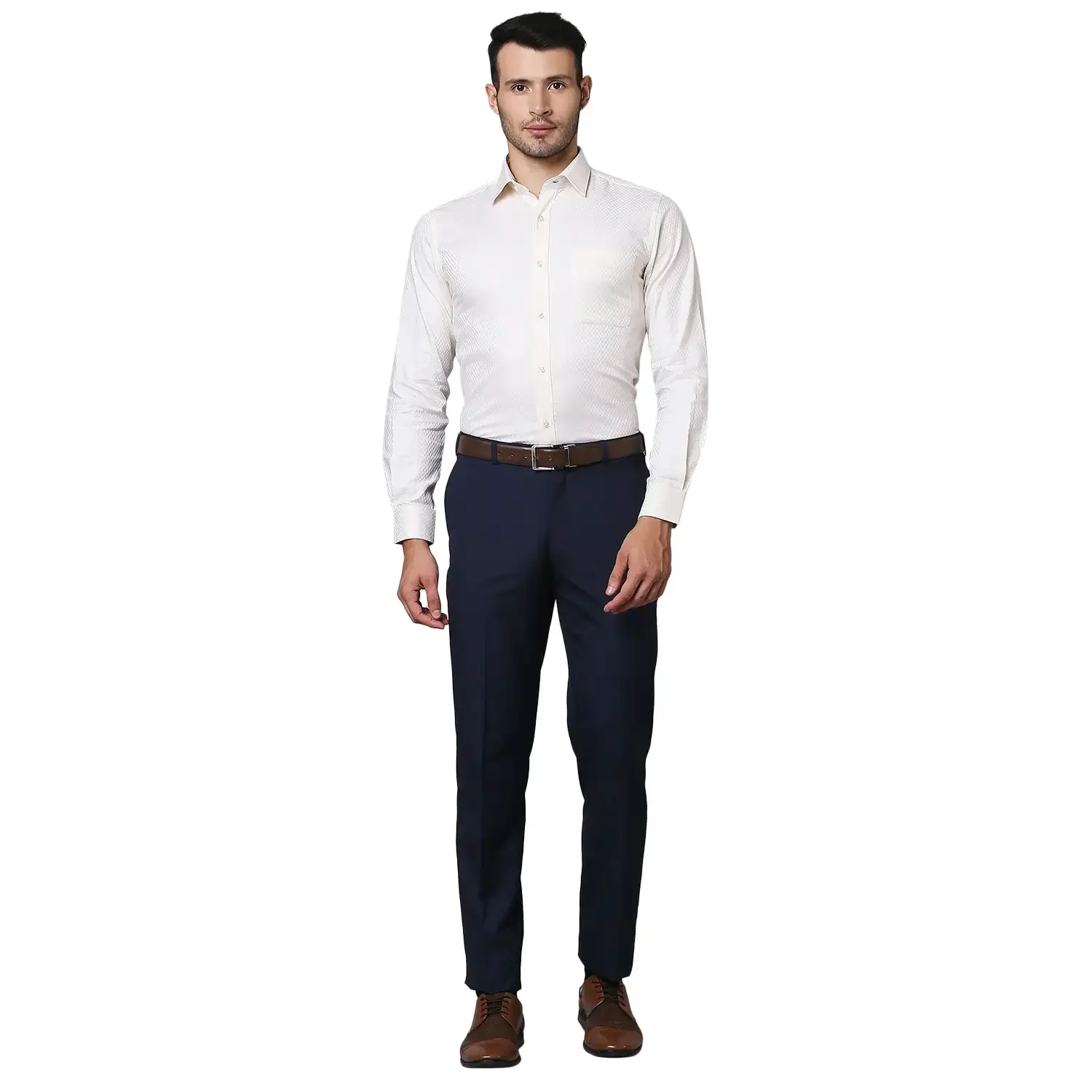 Men Fawn Contemporary Fit Structure Cotton Cut Collar Shirts - Image 5