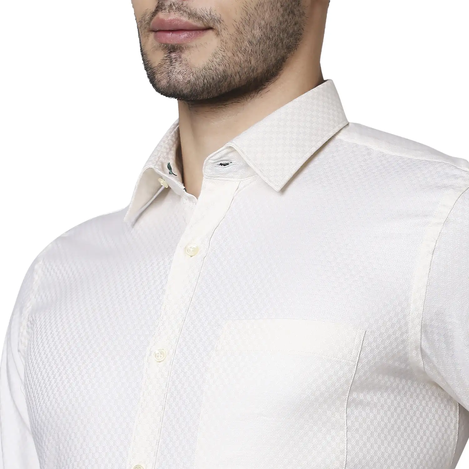 Men Fawn Contemporary Fit Structure Cotton Cut Collar Shirts - Image 6