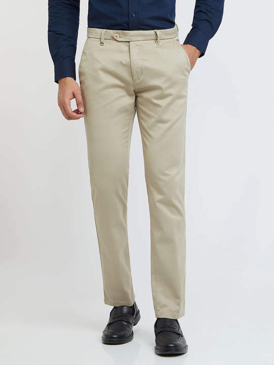 Men Fawn Contemporary Fit Structure Cotton Trouser