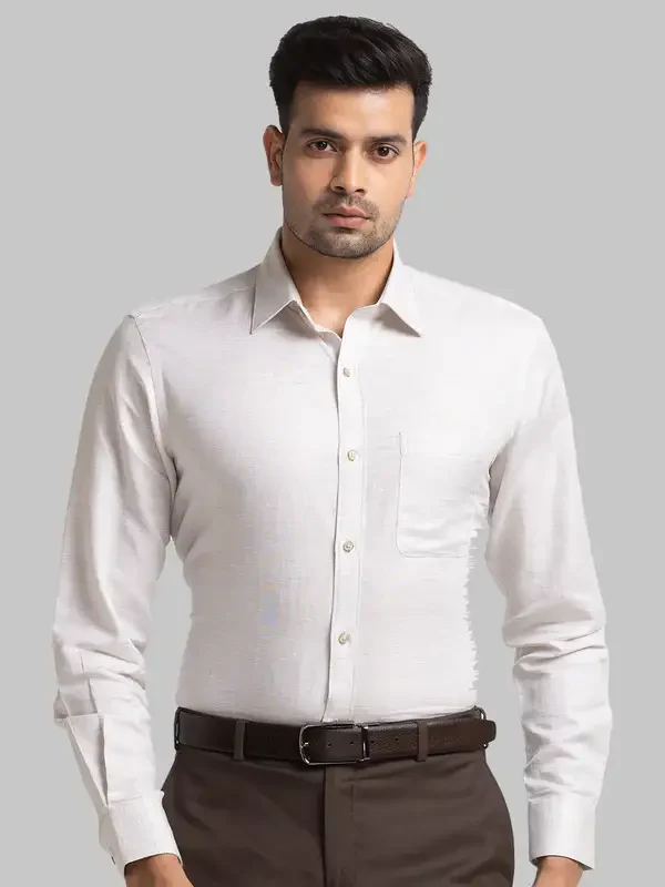 Men Fawn Contemporary Fit Structure Linen Cotton Blend Shirts