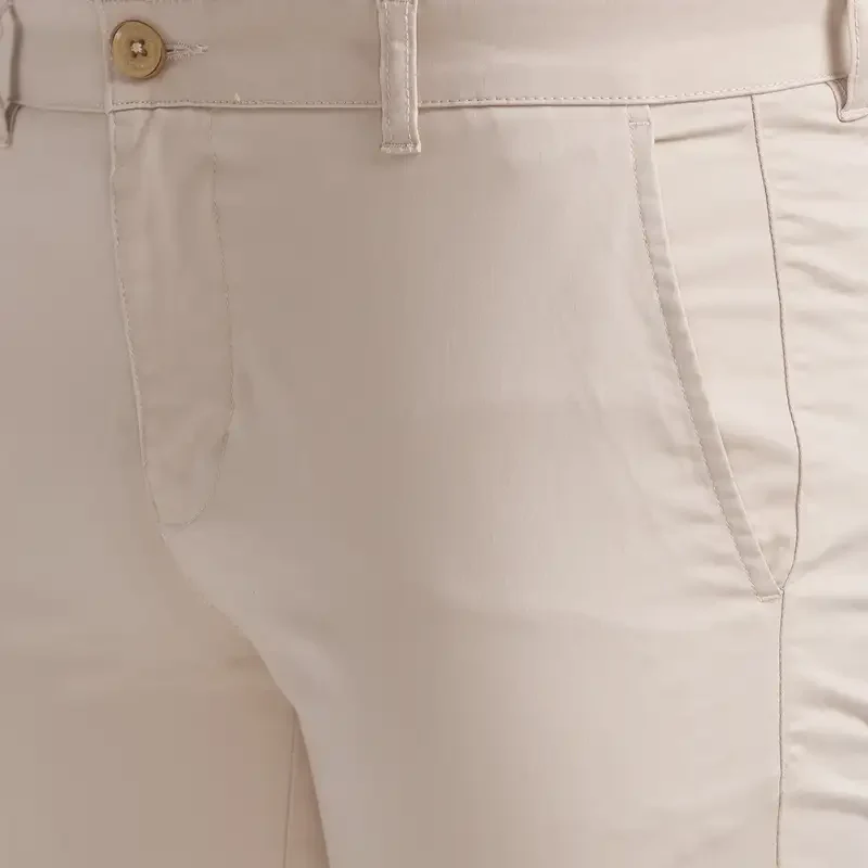 Men Fawn Low Rise Tapered Fit Solid Cotton Blend Trouser - Image 6
