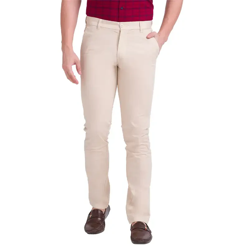 Men Fawn Lrt Fit Rfd Overdyed Cotton Blend Trouser